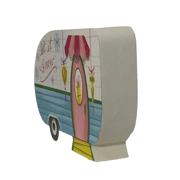 Camper Table Decor Wood Block Decoration Let it Snow Tropical - Picture 6 of 15
